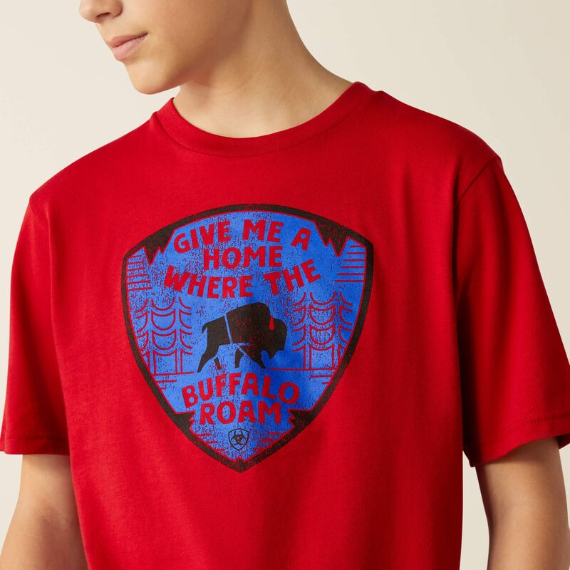 Ariat Boy's Buffalo West Short Sleeve Tee Shirt- Red