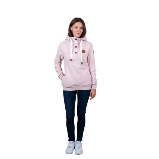 Wanakome Jas Button Neck Hoodie - Sepia Rose