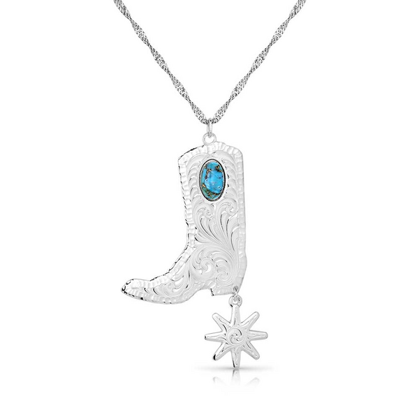Montana Silversmith Chiseled Boots &amp; Spurs Turquoise Necklace