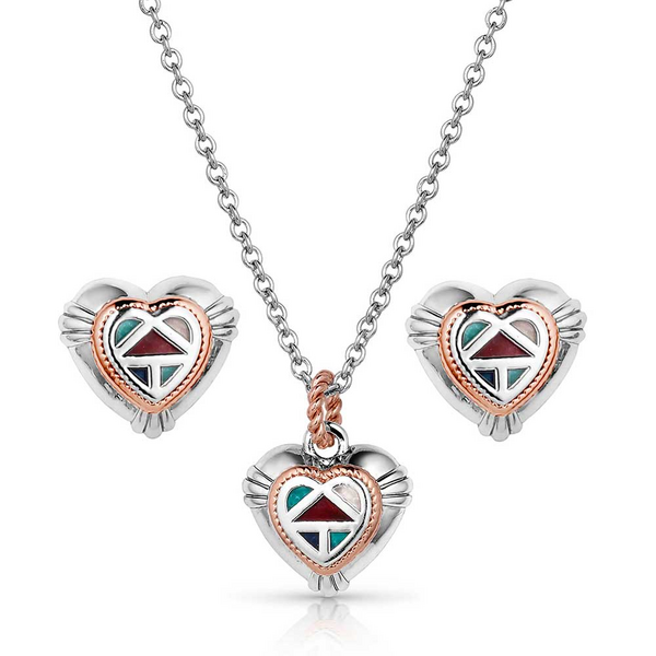 Montana Silversmith Western Mosaic Heart Jewelry Set