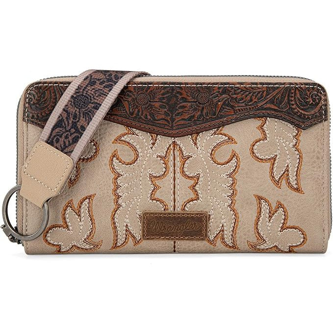 Wrangler Leather Embroidered Wallet/Wristlet - Multiple Colours