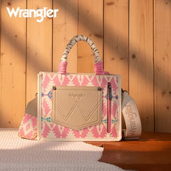 Wrangler Aztec Print Rope Tote/Crossbody- Light Pink