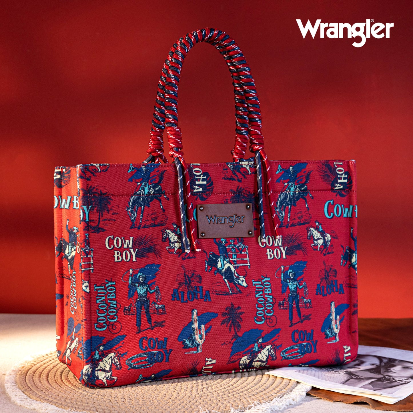 Wrangler Cowboy Oversized Tote Bag with Braided Handles