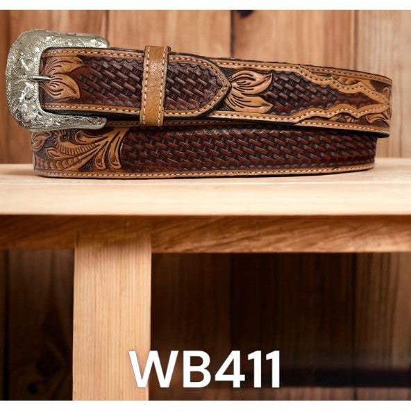 Ranger Belt Company Adult Floral and Basket Weave Belt - Irvine Tack &amp; Western Wear