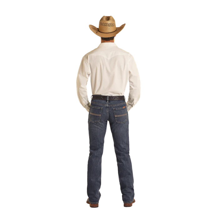 Rock & Roll Men's Two Tone Embroidered Revolver Jean - Medium Wash