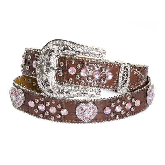 Nocona Girl's Fashion Heart Concho Belt - Brown