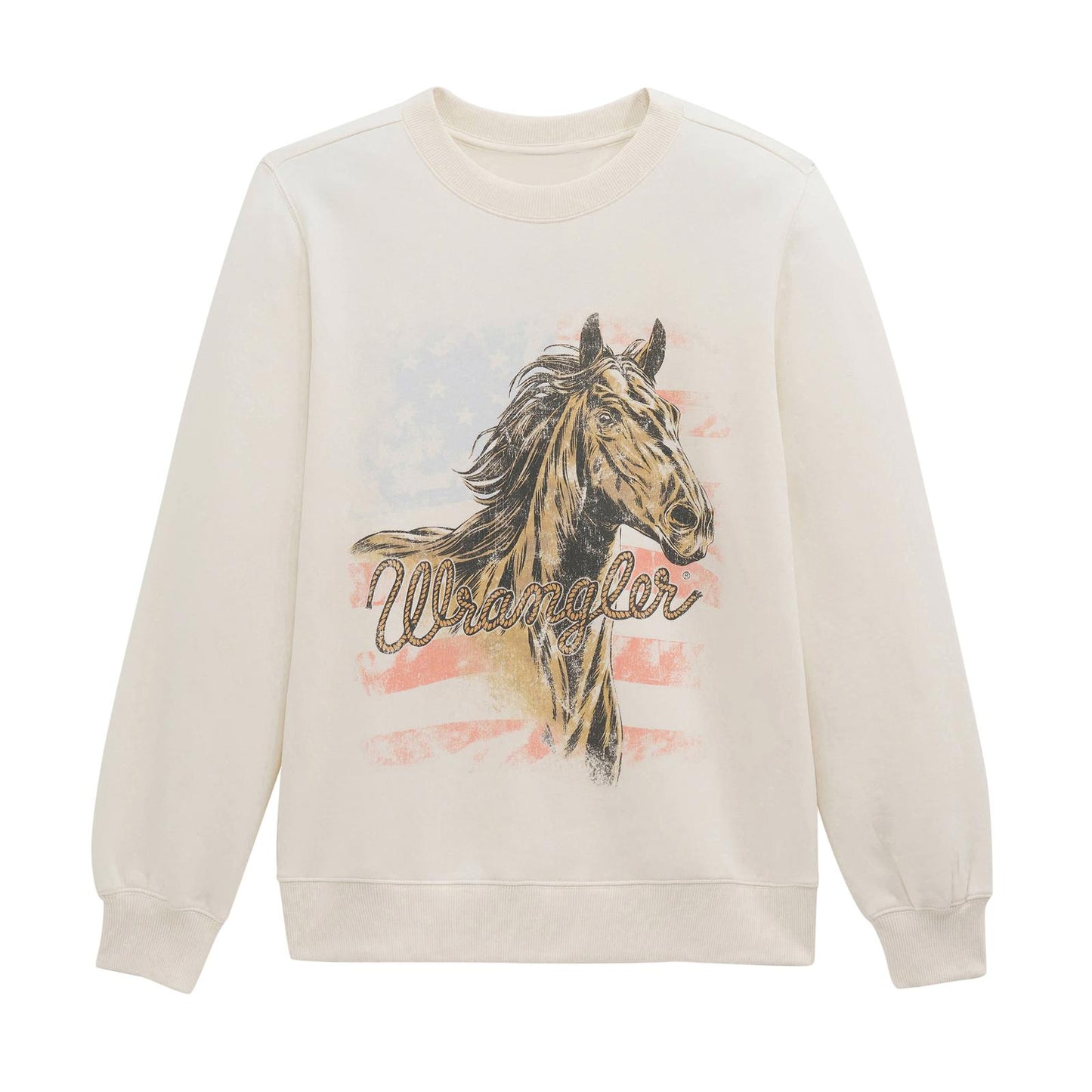 Wrangler Women's Retro® Crew Fleece Steed Long Sleeve Top - Egret