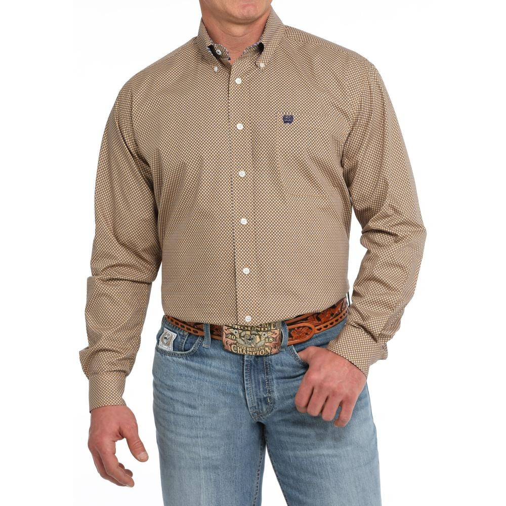 Cinch Men's Geometric Print Long Sleeve Western Shirt - Gold