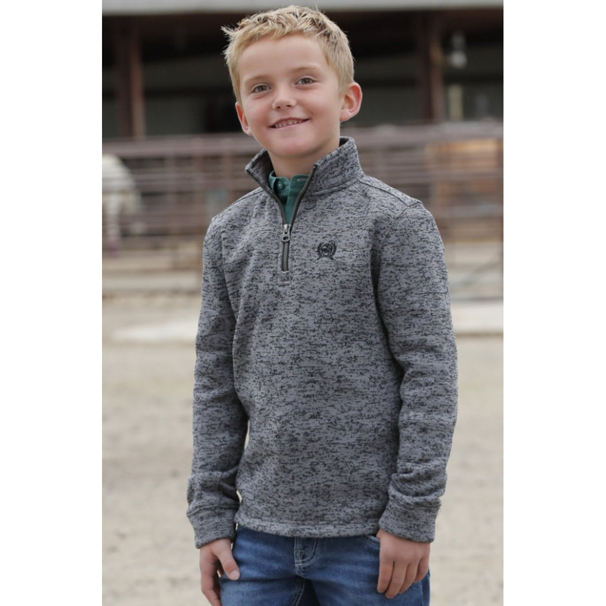 Cinch Boy's Match Dad 1/4 Zip Pullover - Grey