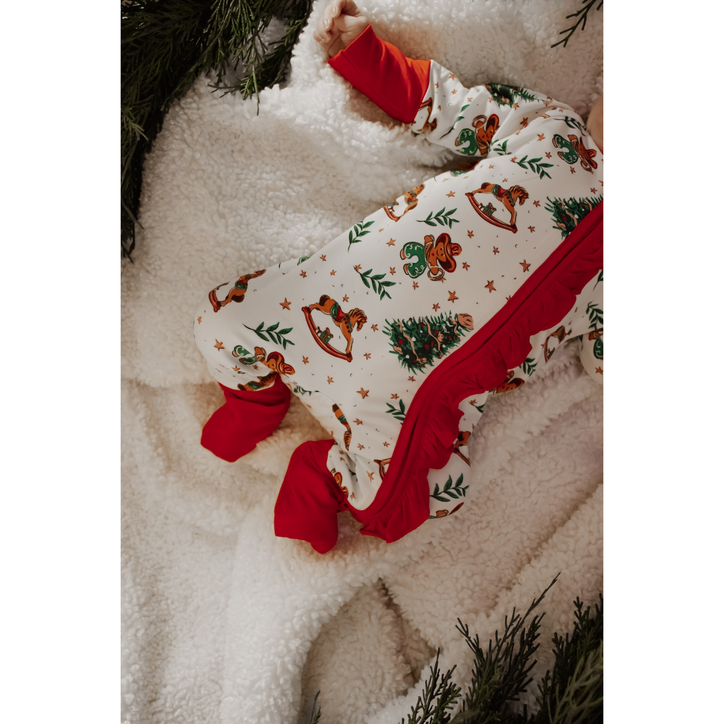 Boots & Bows Infants Giddy Up Gingerbread Sleepwear- Multi