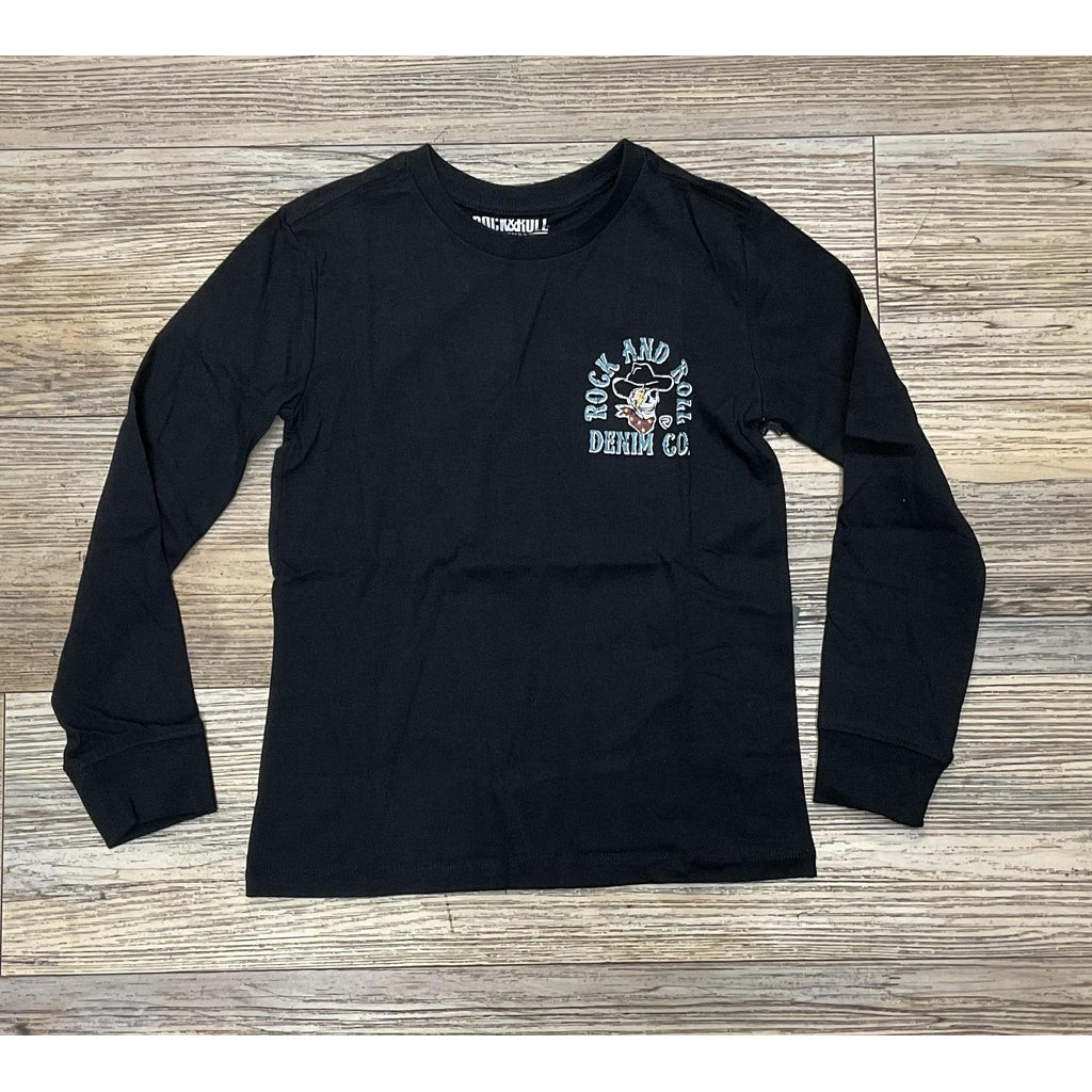 Rock & Roll Boy's Graphic Skulls Long Sleeve Shirt - Black