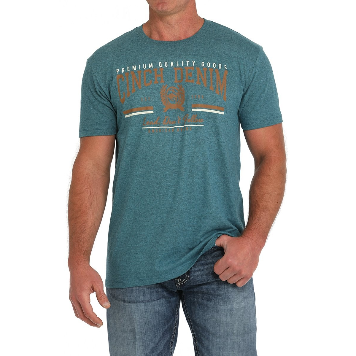 Cinch Men's Short Sleeve Tee Shirt- Teal - Irvine Tack & Western Wear