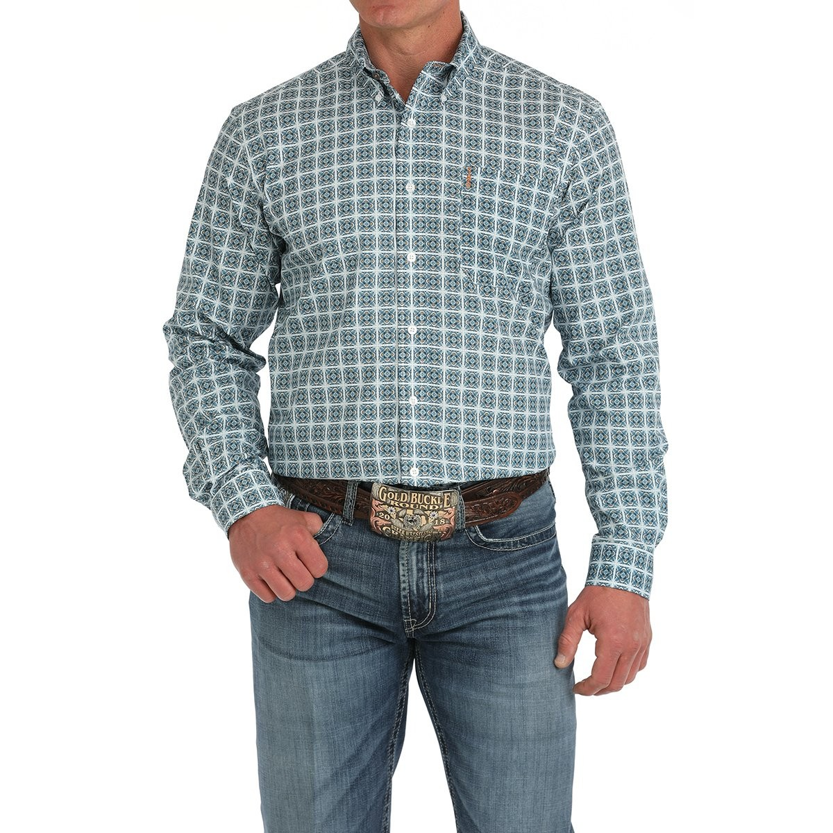 Cinch Men's Long Sleeve Print Shirt- Multi