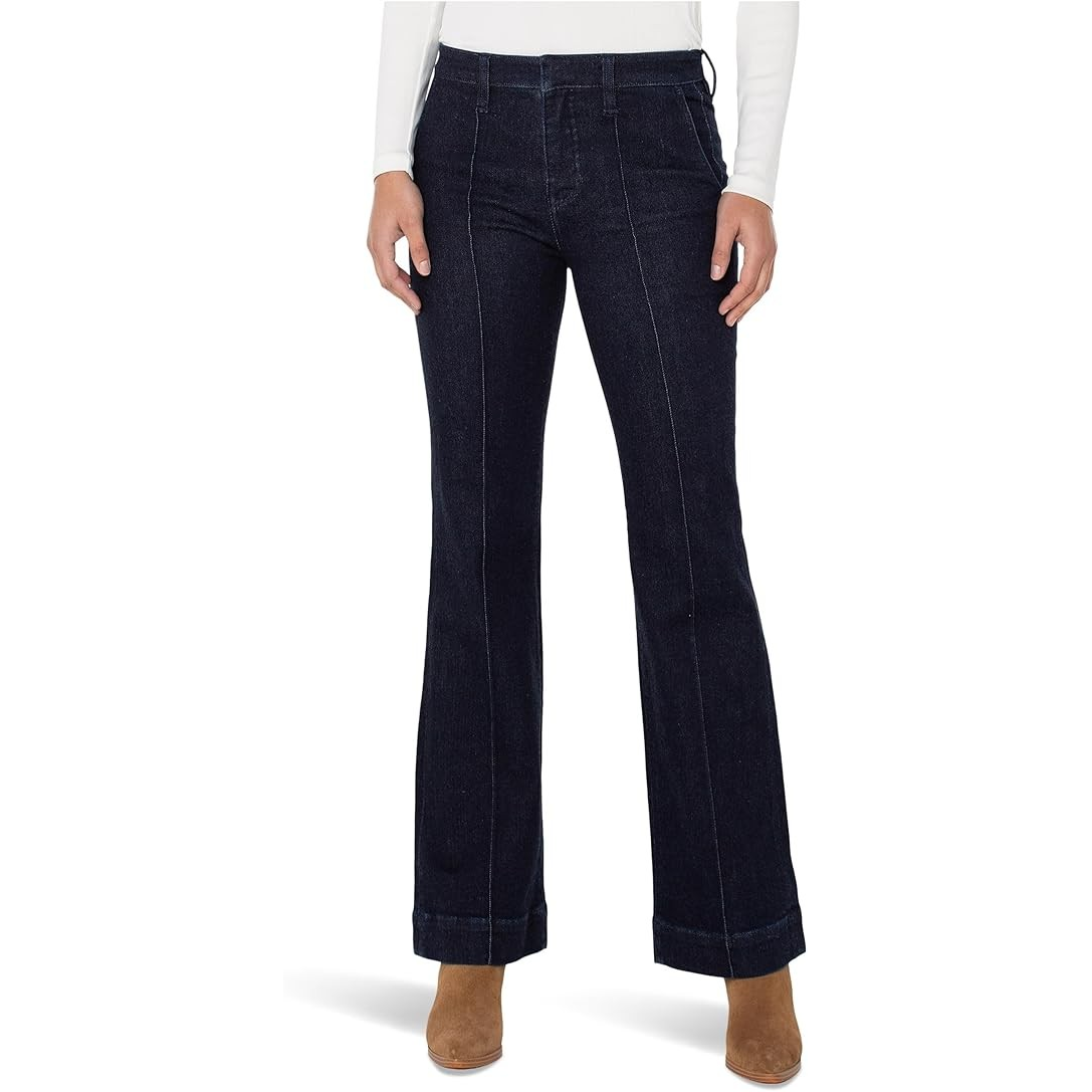 Liverpool Women's Pintuck Trouser Boot Cut Jean - Indigo Rinse