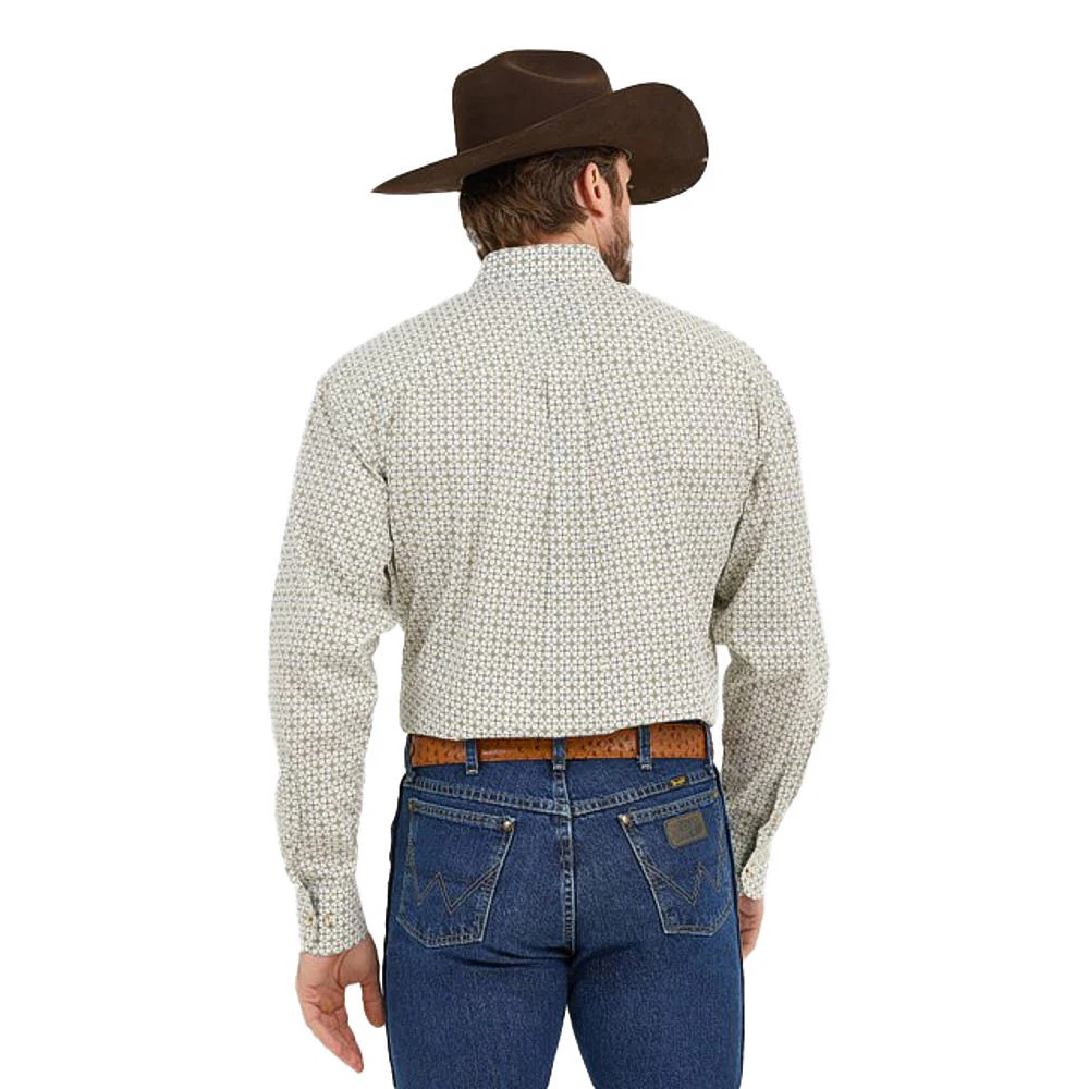Wrangler Men's George Strait Long Sleeve Two Pocket Shirt- Tan