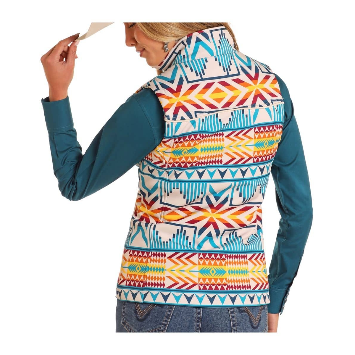 Panhandle Women's Aztec Vest- Aqua