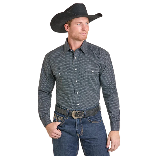 Panhandle Men's Slim Long Sleeve Snap Front Shirt- Black