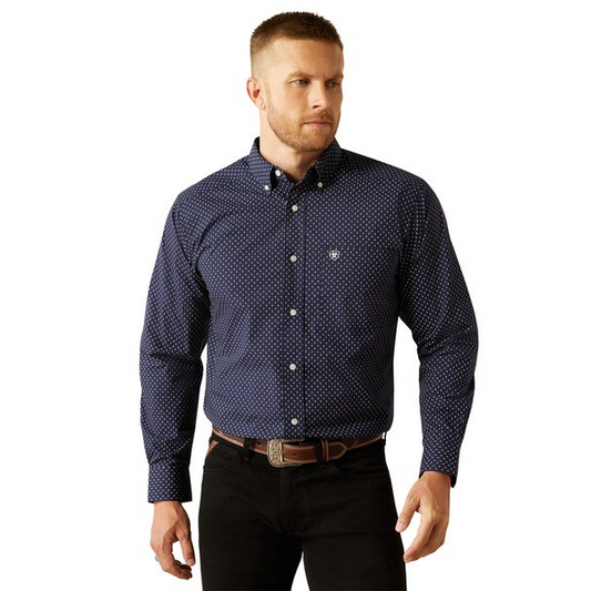Ariat Men's Long Sleeve Carmine Classic Fit Shirt- Navy