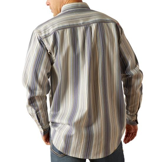 Ariat Men's FR Sunset Long Sleeve Work Shirt - Moonbeam Stripe
