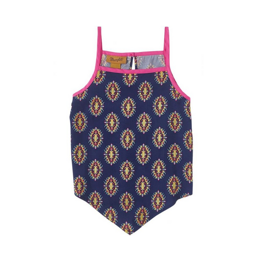 Wrangler Girl's Western Sleeveless Handkerchief Tank Top - Navy