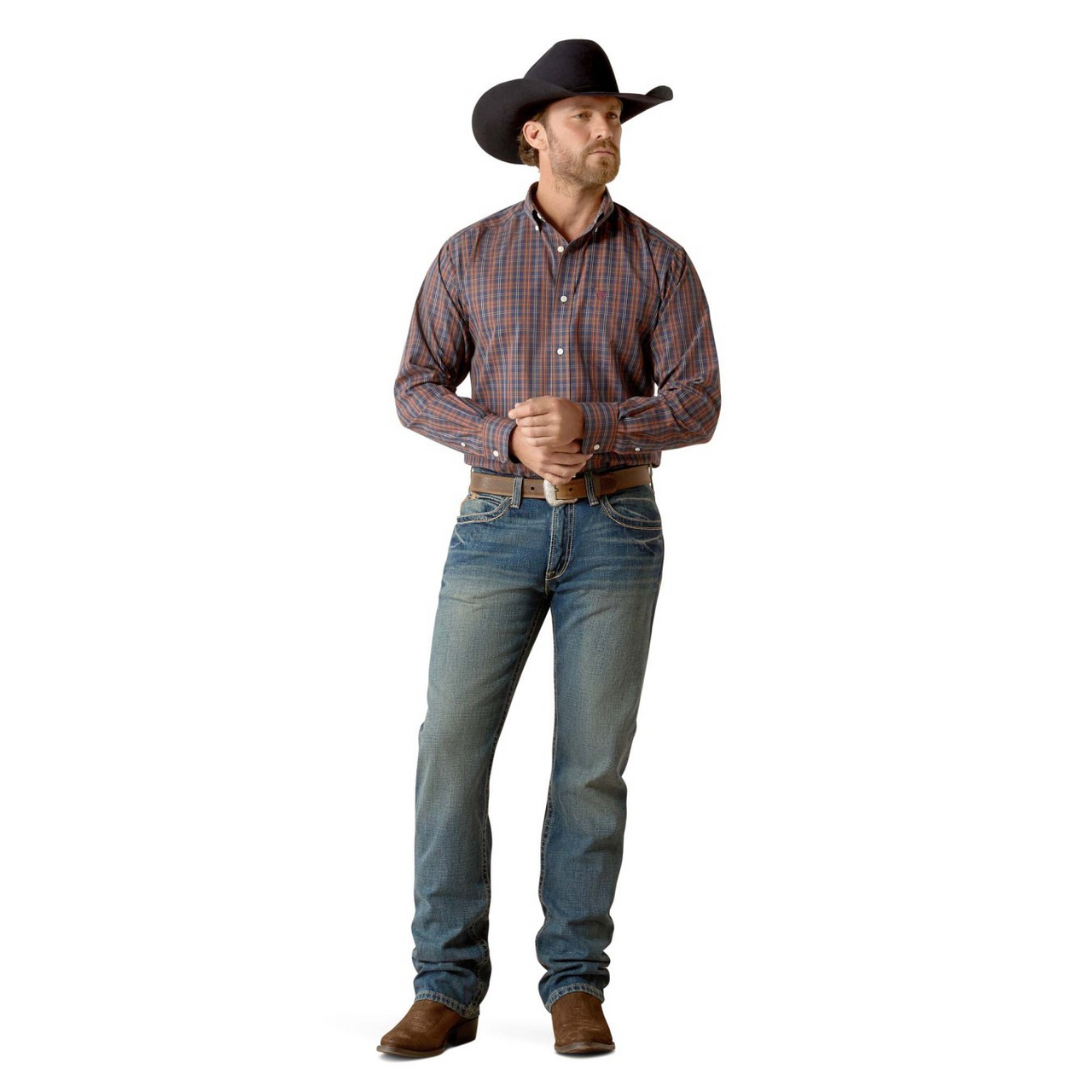 Ariat Men's Iker Wrinkle Free Long Sleeve Shirt- Navy