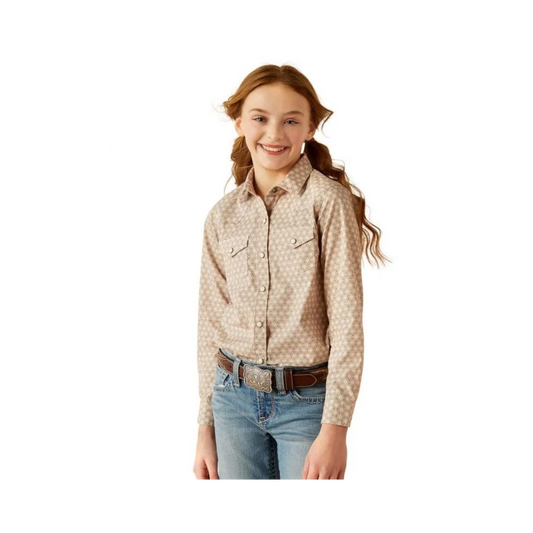 Ariat Girl's Bella Printed Snap Western Long Sleeve Shirt - Caidan Sea Spray