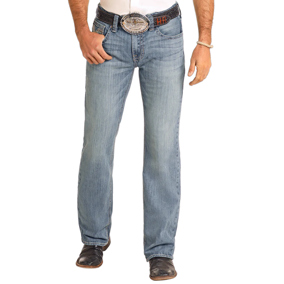 Rock & Roll Men's Pistol Vintage Straight Jeans - Medium Wash