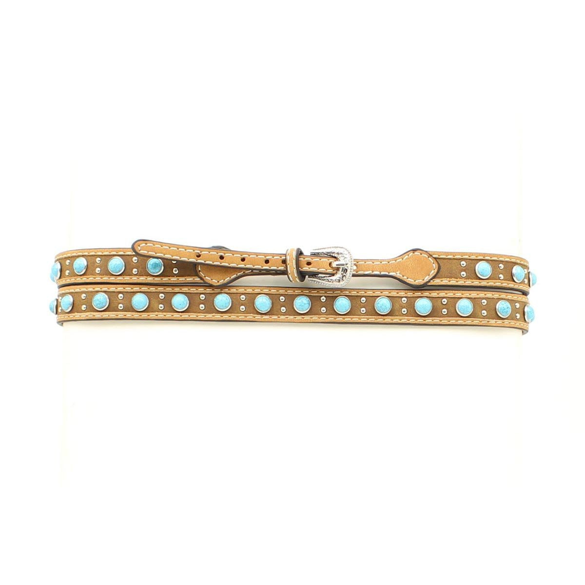 M&F Turquoise Stone Hat Band - Distressed Medium Brown