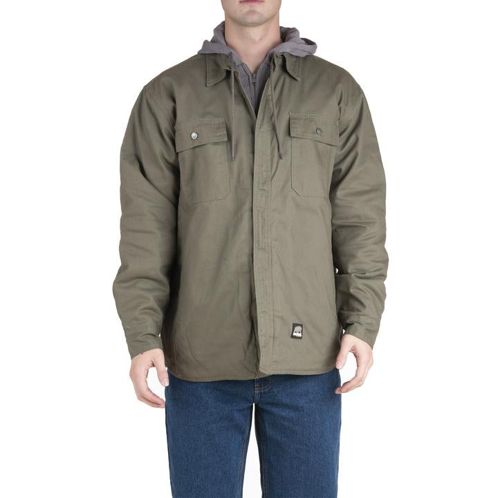 Berne Mens Hooded Shirt Jacket  Sage