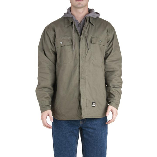 Berne Mens Hooded Shirt Jacket  Sage