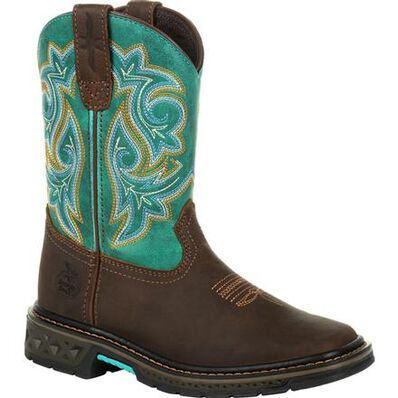 **Georgia Kid Brown 8" Work Brown Turquoise
