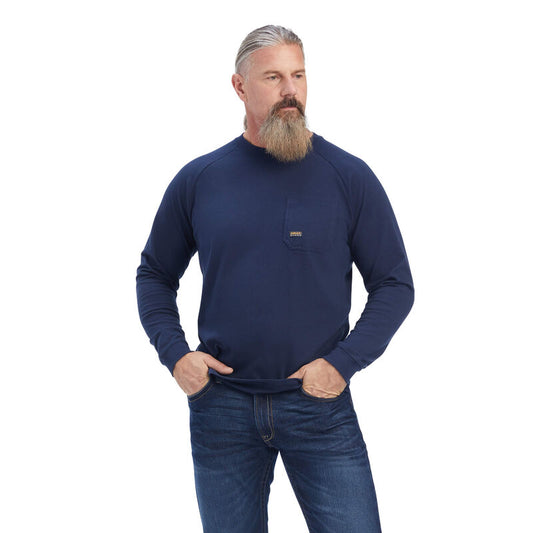 Ariat Mens Rebar Cotton Stron LS T-Shirt Navy