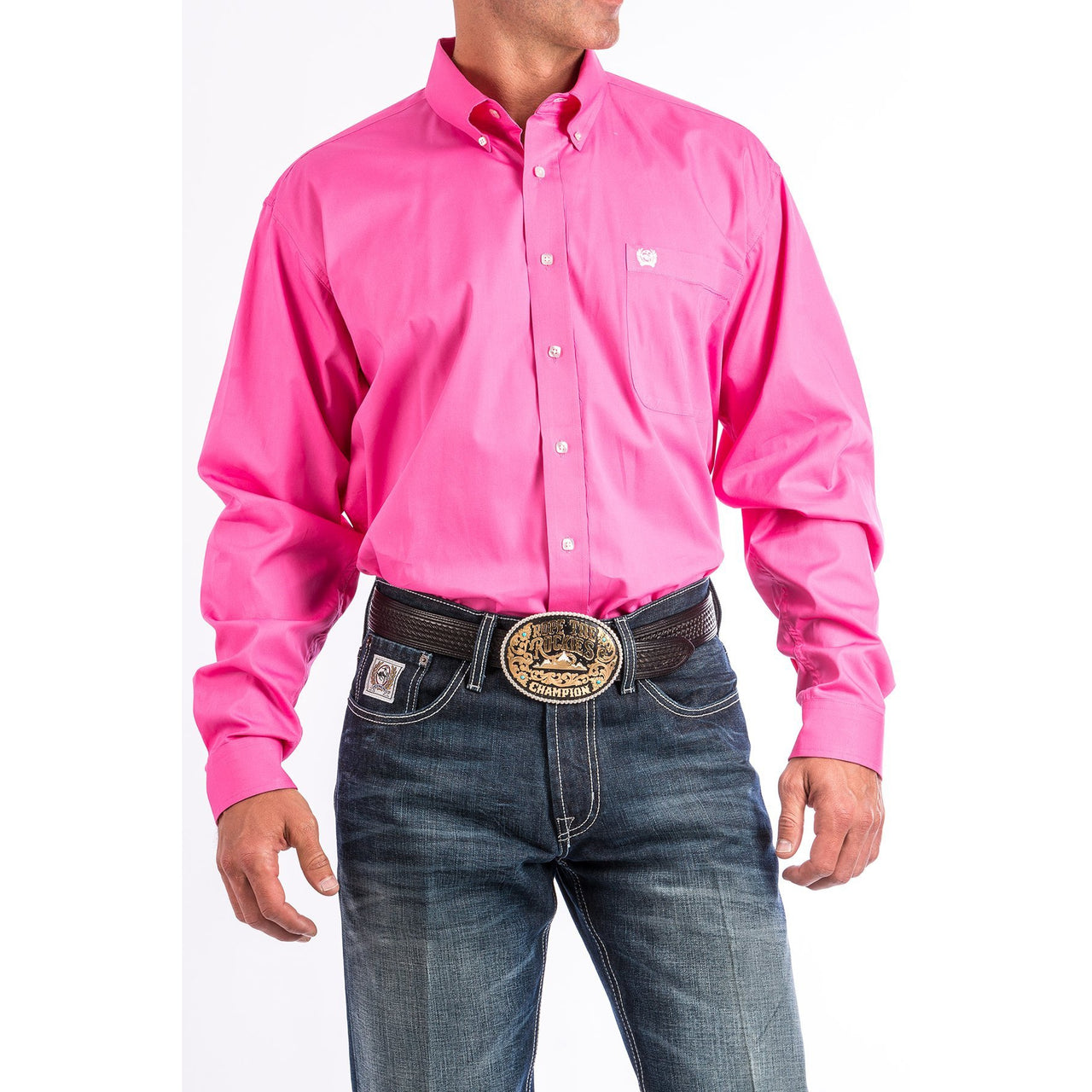 Cinch Classic Fit Long Sleeve Men's Cotton Shirt - Pink