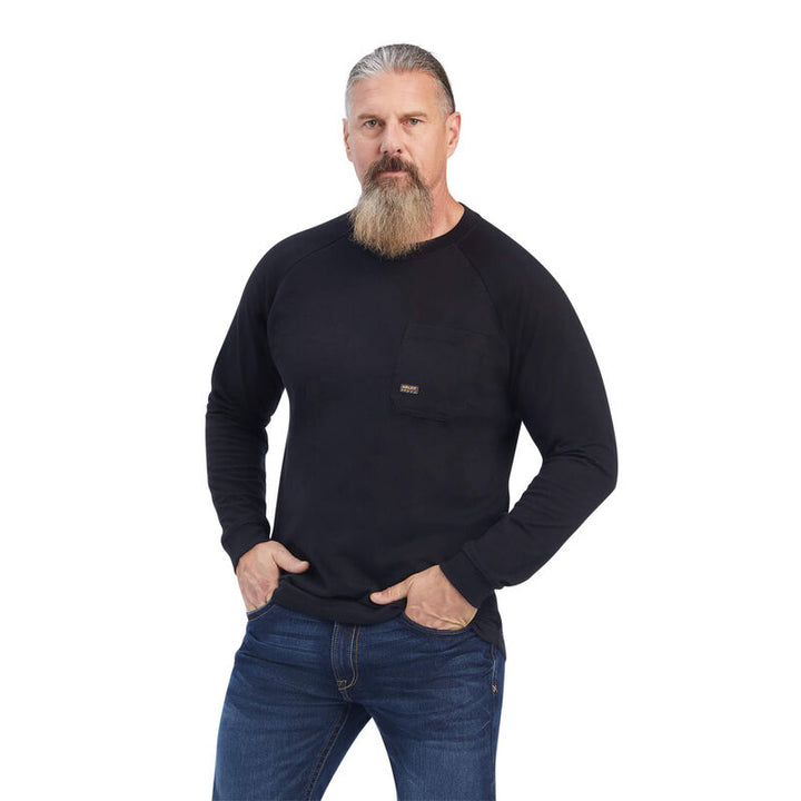 Ariat Mens Rebar Cotton Strong LS T-Shirt  Black