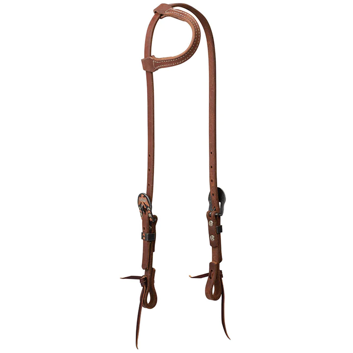 Weaver Protack Single Ear Headstall w/Designer Hardware - Thunderbird