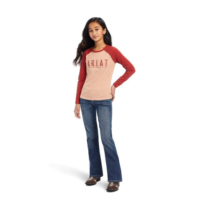 Ariat Girls Real Arrow Shirt Palm Heather Bossa Nova