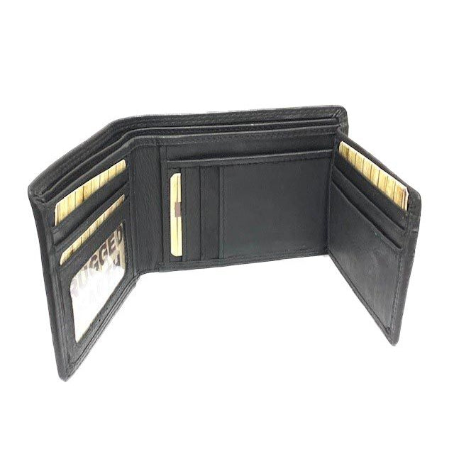 Rugged Eart Black Leather Billfold Wallet