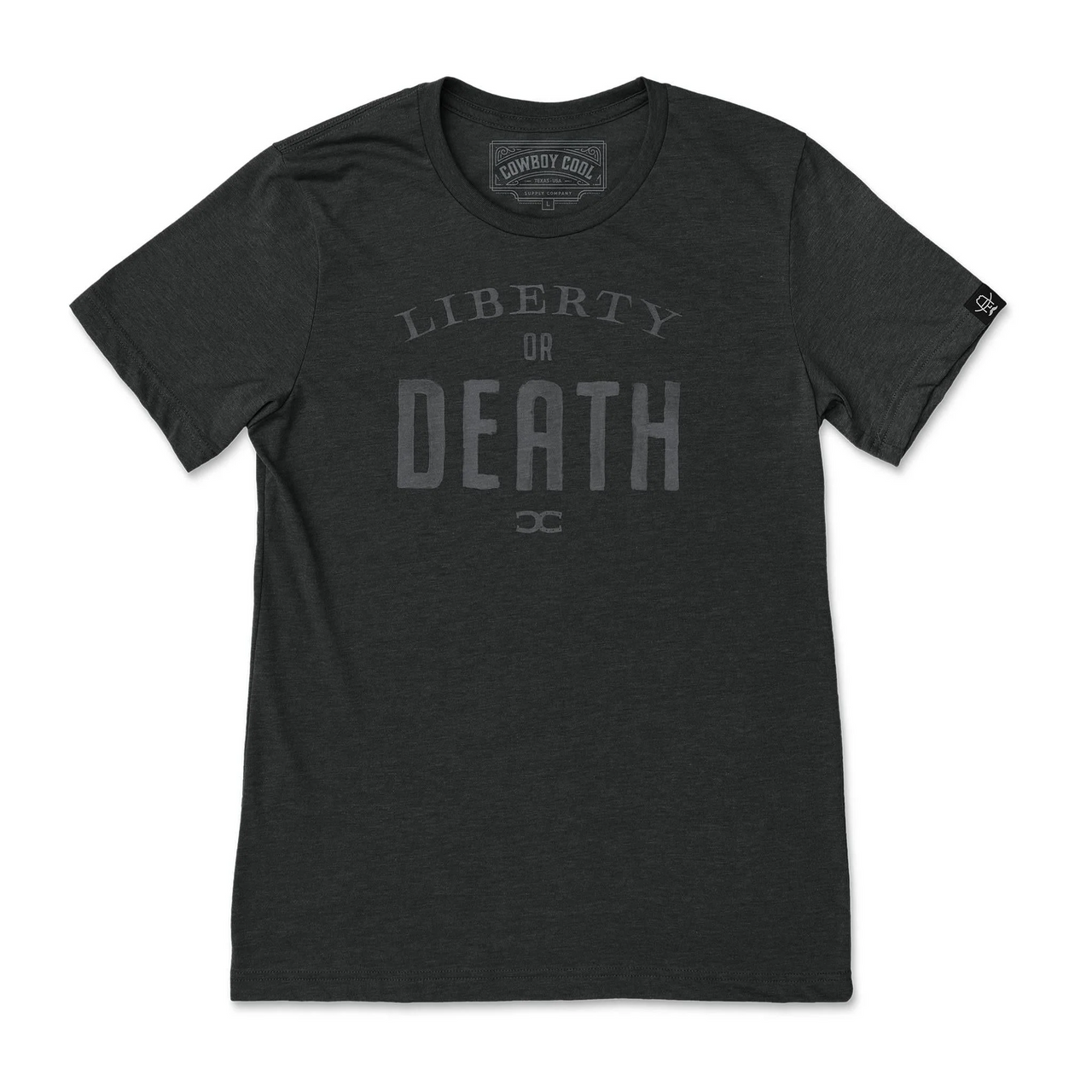 Cowboy Cool Liberty or Death T-Shirt - Heather Black