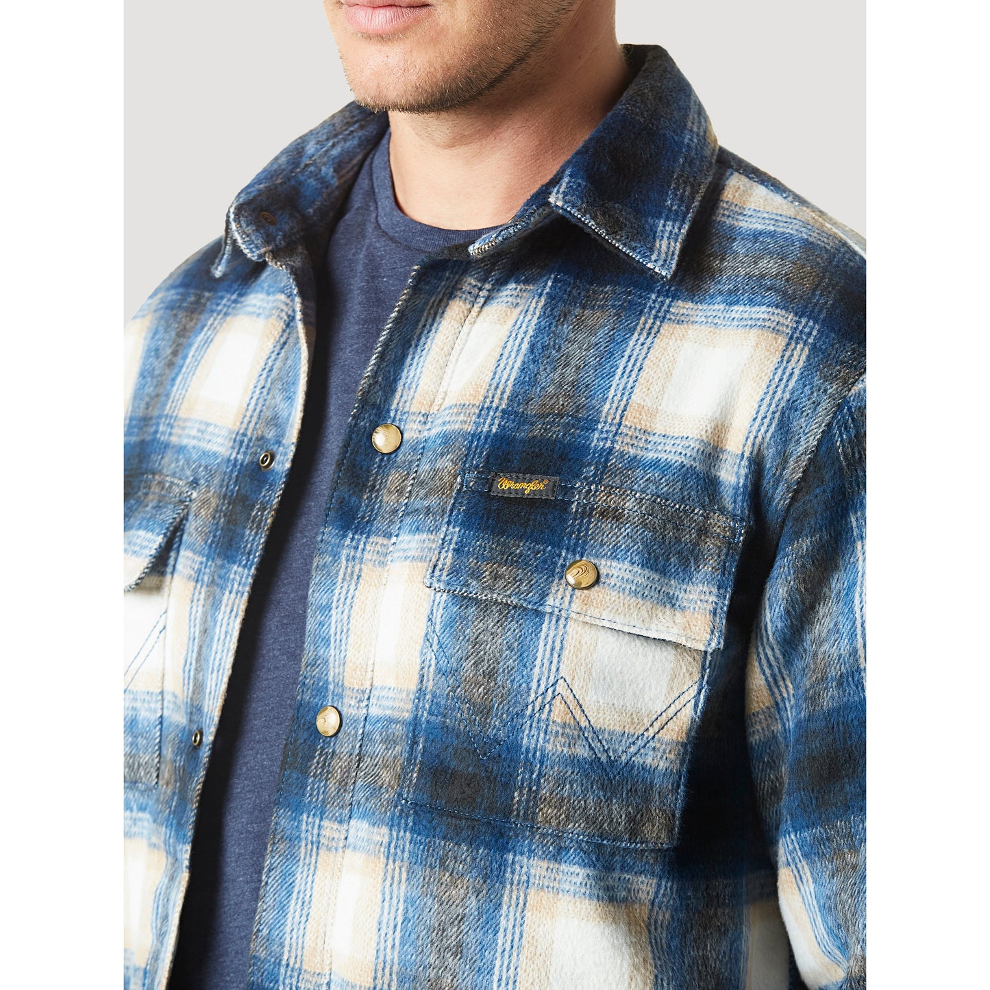 Wrangler Flannel Quilted Lined Shirt Jacket - Blue