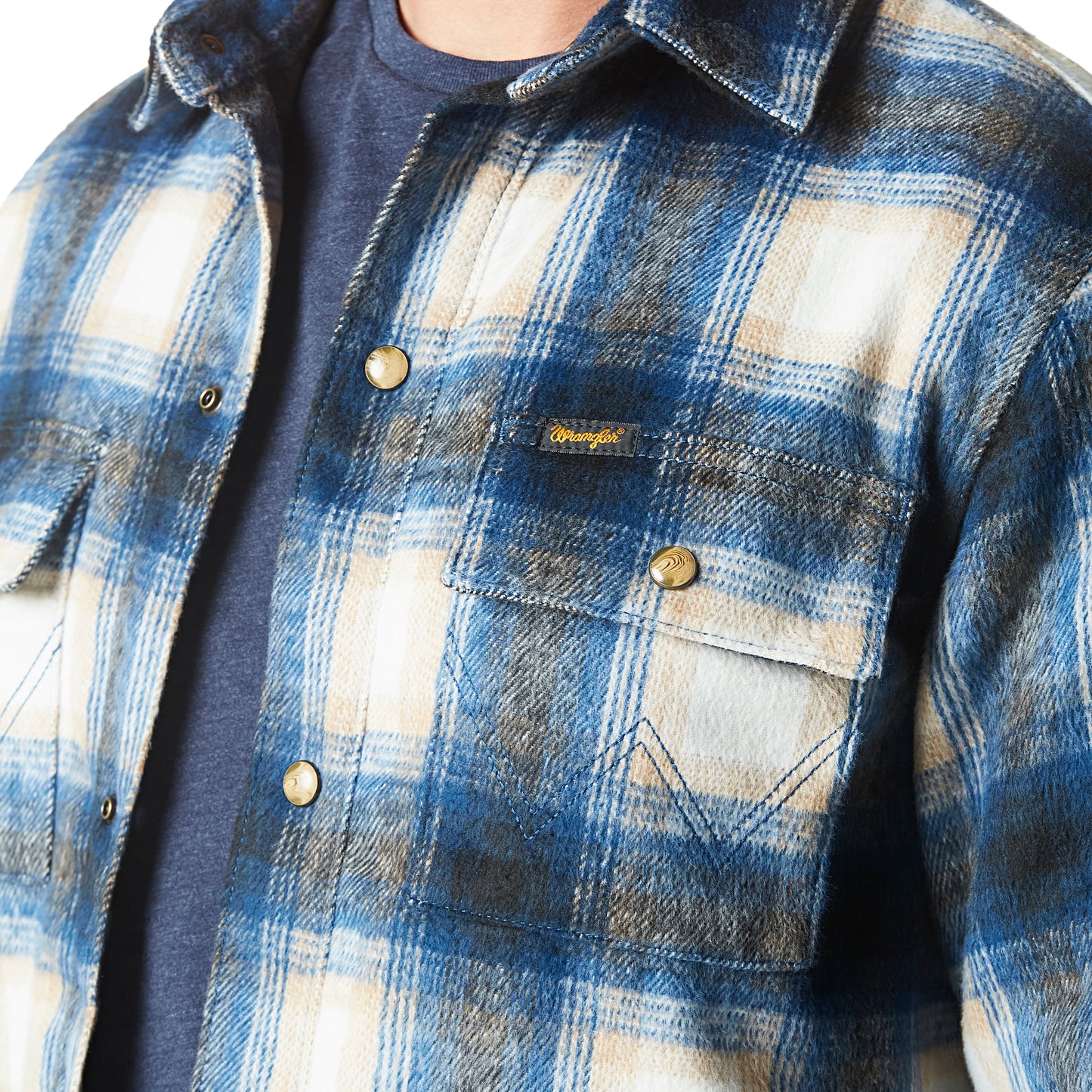 Wrangler Flannel Quilted Lined Shirt Jacket - Blue