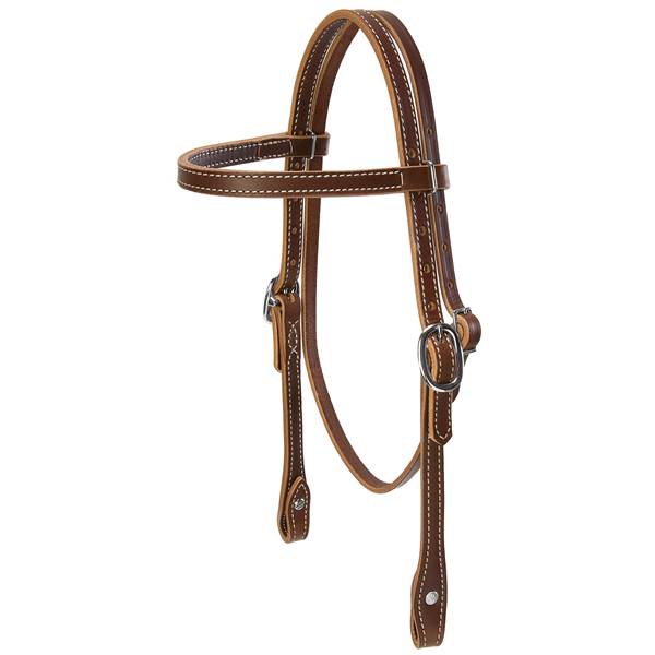 Weaver Leather Doubled and Stitched Harness Leather Browband Headstall Pony