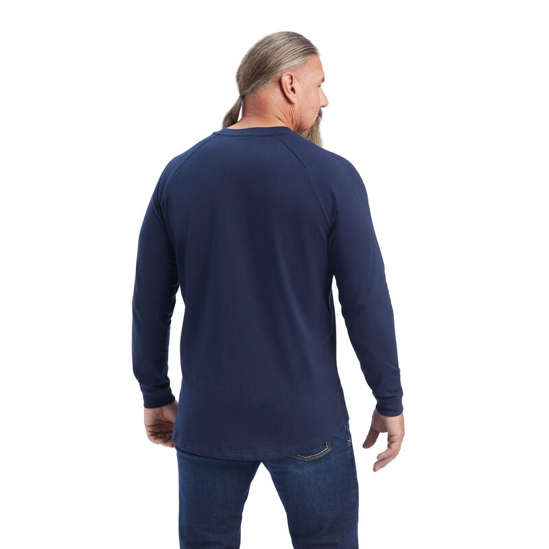 Ariat Mens Rebar Cotton Strong LS T-Shirt Navy