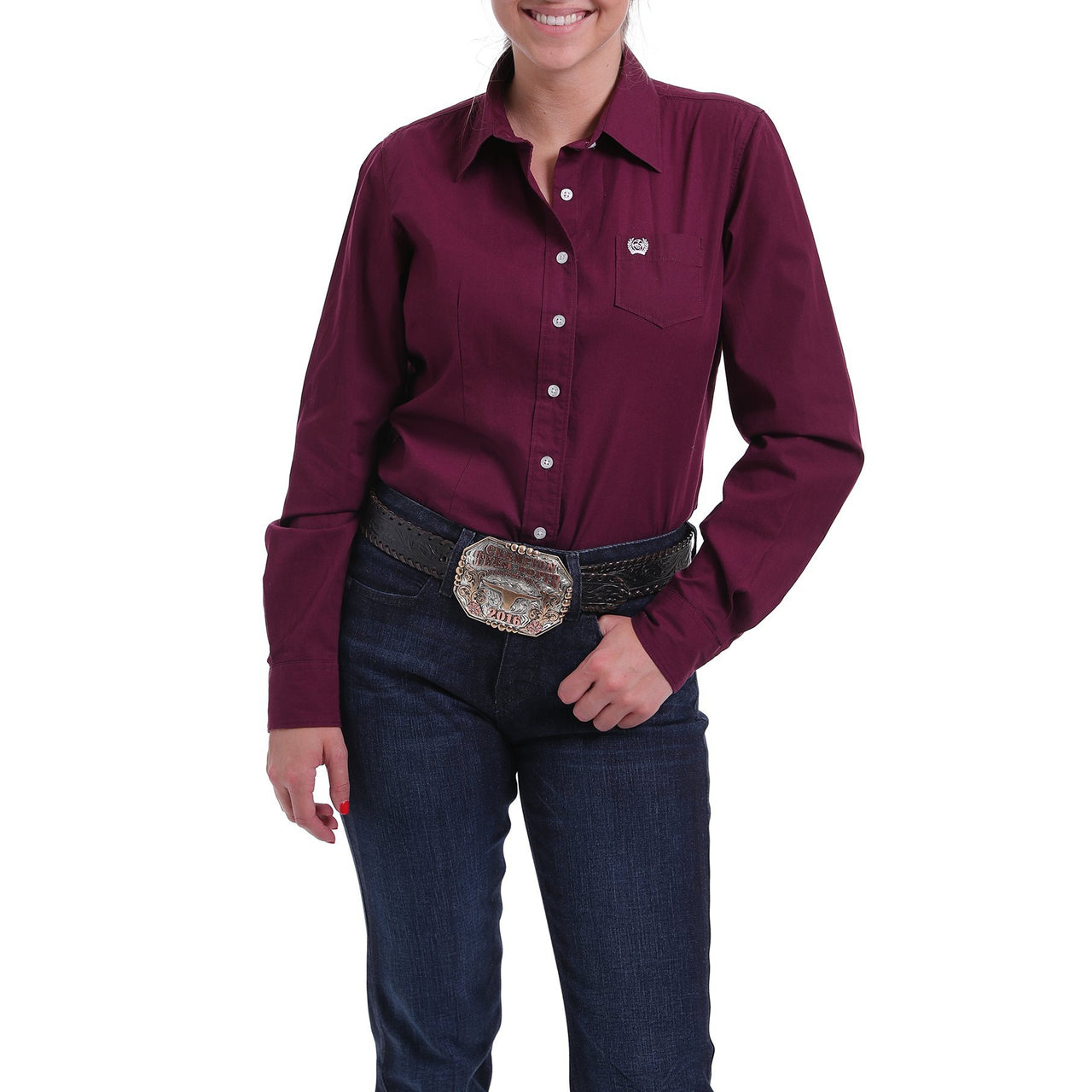 Women's Western Shirt Long Sleeve Embroidered Slim Fit Blusa