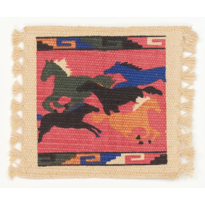 El Paso Cotton Stencil Coasters - Running Horses