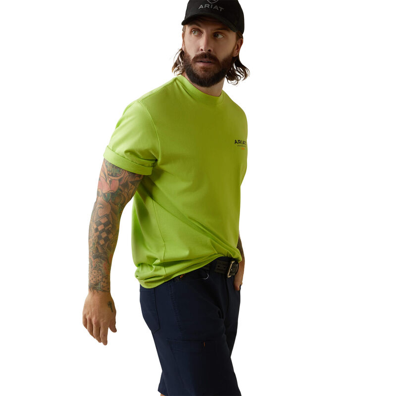 Ariat Mens Rebar Cotton Strong Logo T-Shirt - Lime/Black