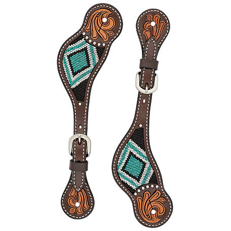 Weaver Leather Turquoise Cross Turquoise Beaded Ladies' Spur Straps
