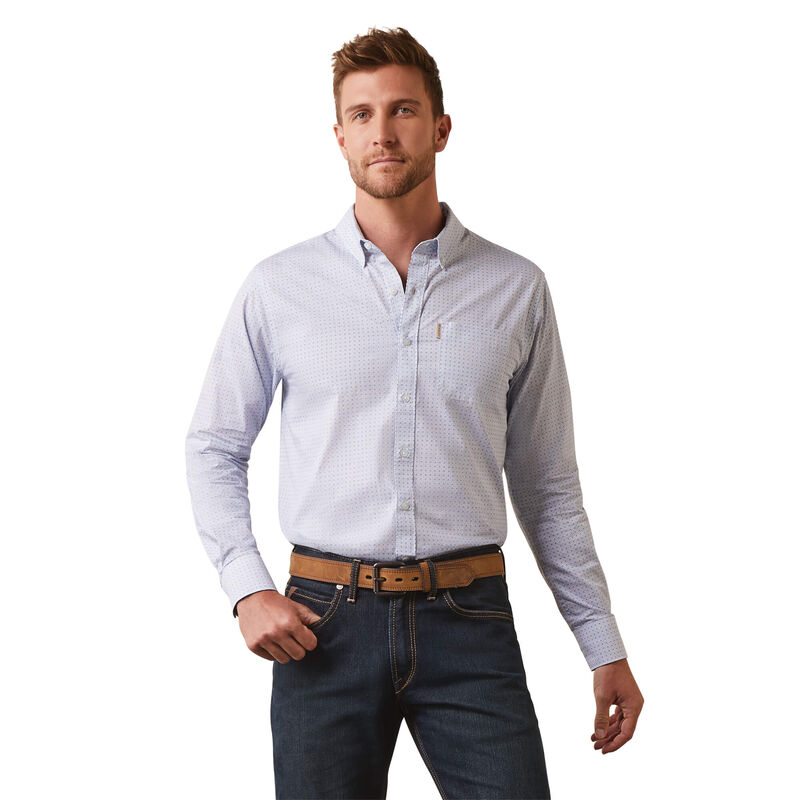 Ariat Mens Medallion Stretch Modern Fit Shirt - White