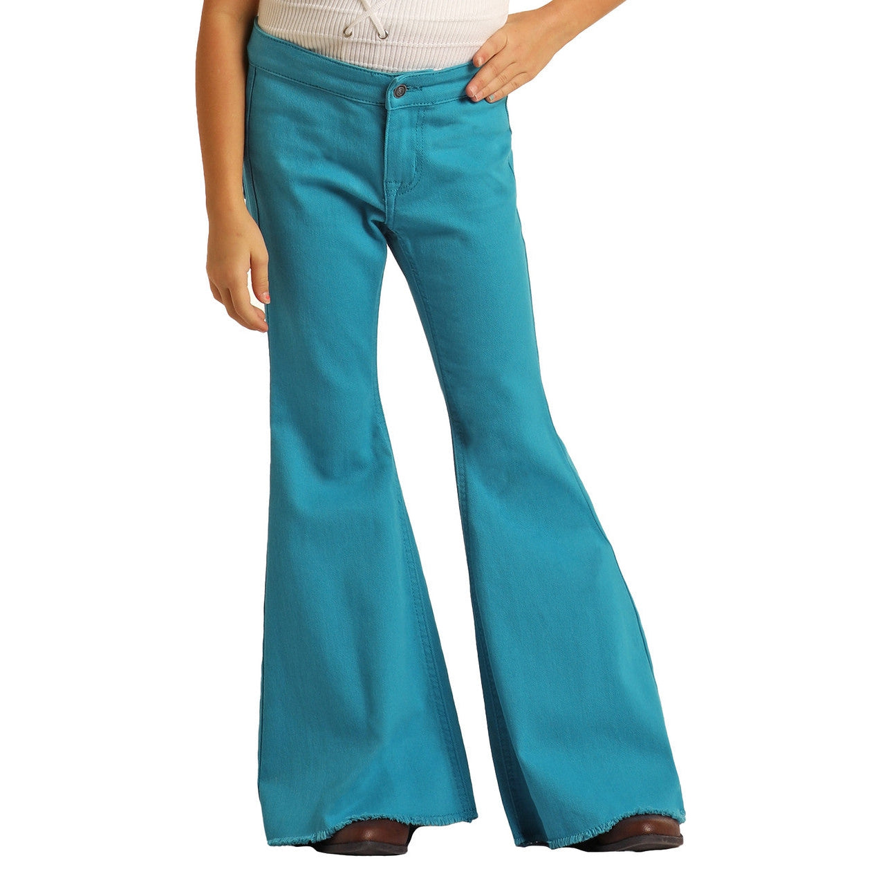 Rock & Roll Girl's Teal Button Bell Jeans