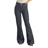 Rock & Roll Womens High Rise Stretch Striped Jacquard Trouser Jeans