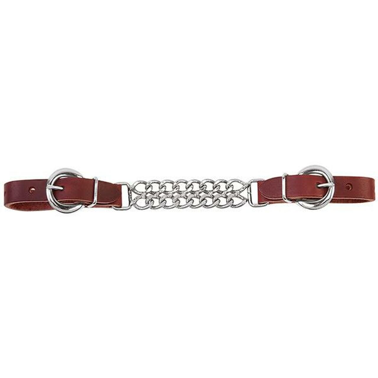 Weaver Latigo Leather 4-1/2" Double Flat Link Chain Curb Strap - Burgundy